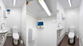 Divvietīga pārvietojamā tualete ar keramikas podiem